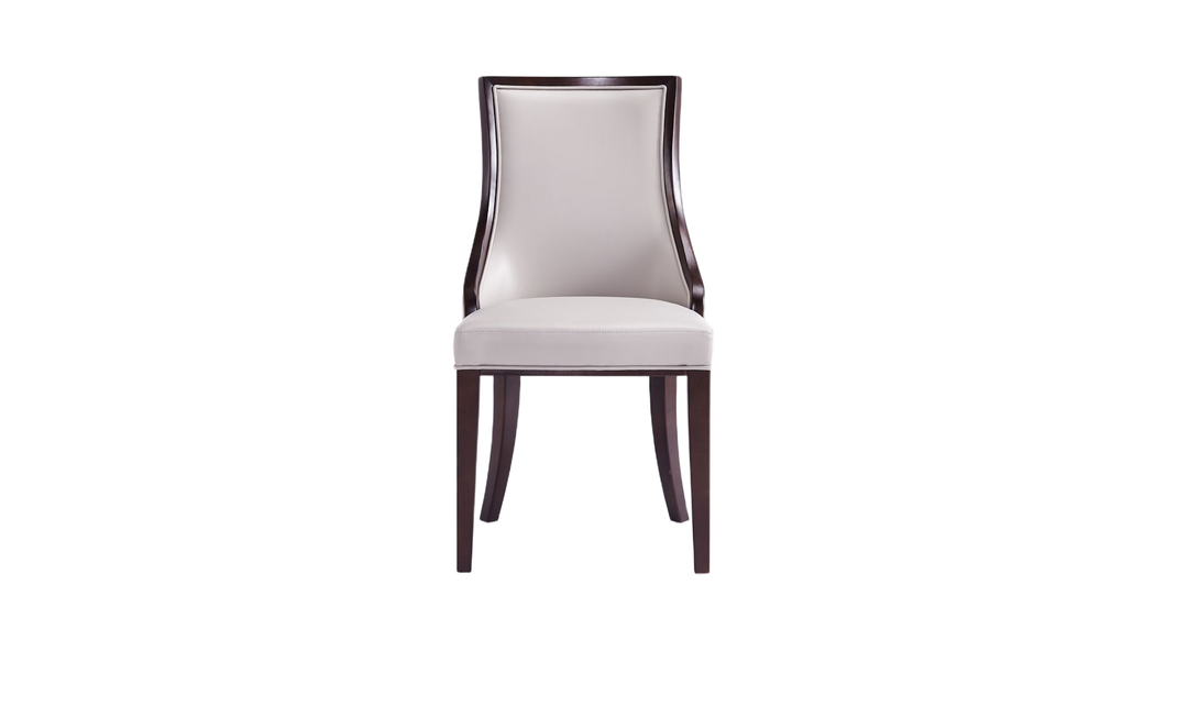 Manhattan Comfort Grand Wood Vegan Leather and Velvet Dining Chair-Jennifer Furniture