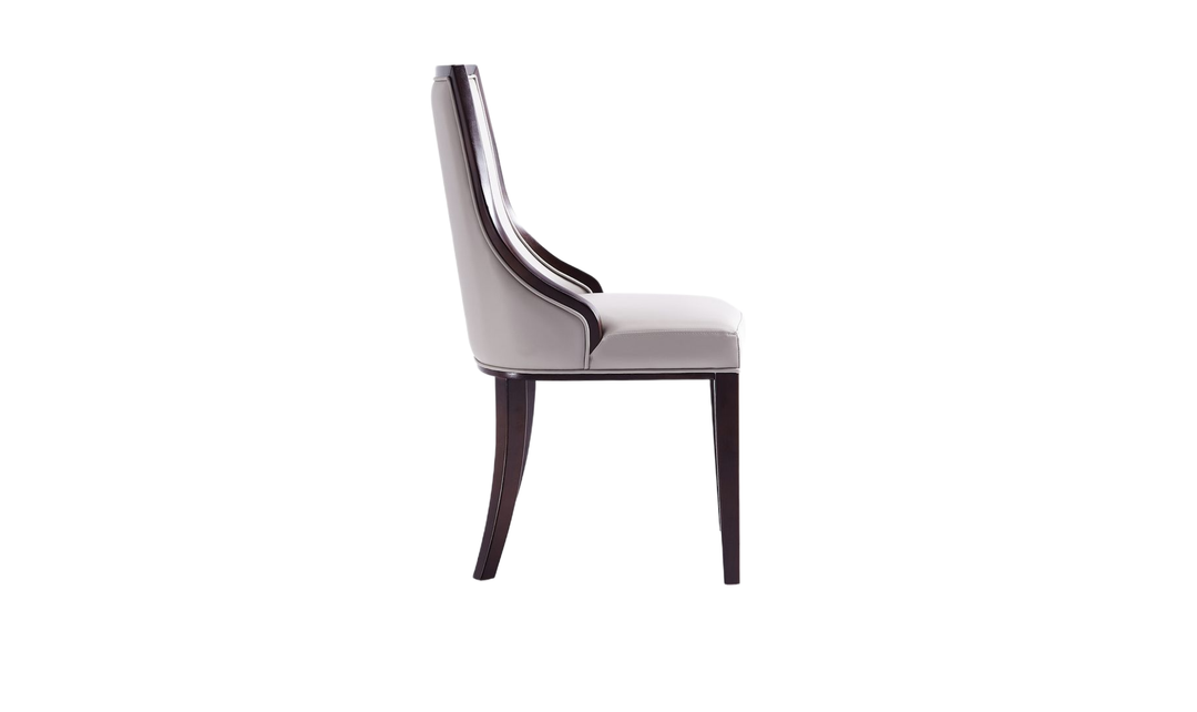 Manhattan Comfort Grand Wood Vegan Leather and Velvet Dining Chair-Jennifer Furniture