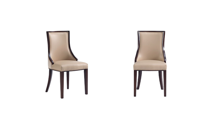 Manhattan Comfort Grand Wood Vegan Leather and Velvet Dining Chair-Jennifer Furniture