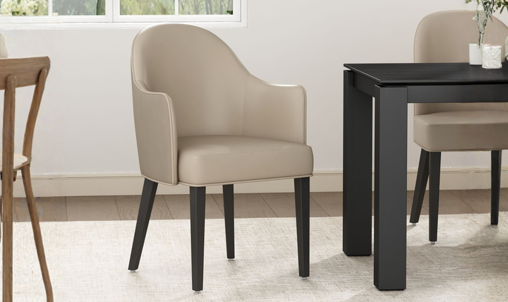 Manhattan Comfort Hillman Wood Vegan Leather and Velvet Armchair-Jennifr Furniture