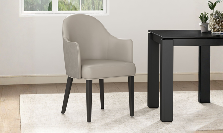 Manhattan Comfort Hillman Wood Vegan Leather and Velvet Armchair-Jennifr Furniture