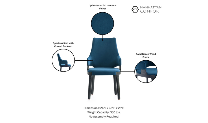 Manhattan Comfort Kara Wood Upholstered Accent Chair-Jennifer Furniture