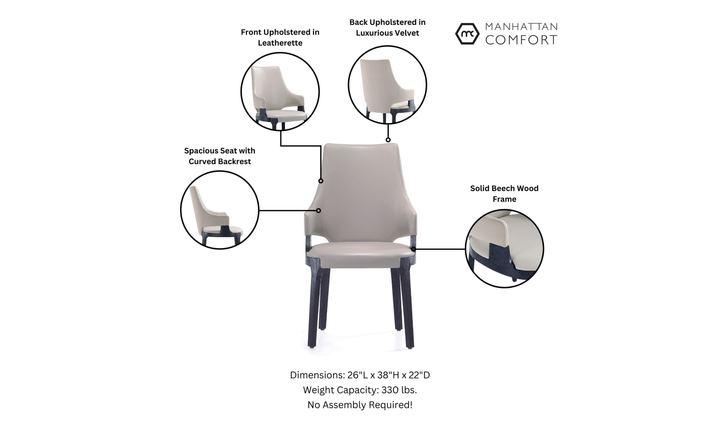 Manhattan Comfort Kara Wood Upholstered Accent Chair-Jennifer Furniture