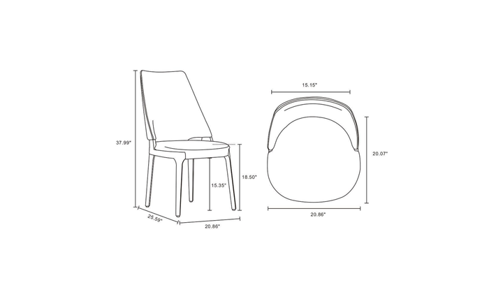 Manhattan Comfort Kara Wood Upholstered Dining Chair-Jennifer Furniture