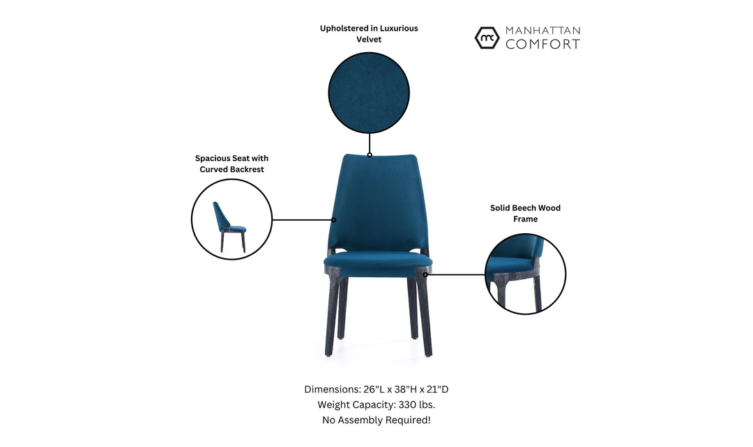 Manhattan Comfort Kara Wood Upholstered Dining Chair-Jennifer Furniture