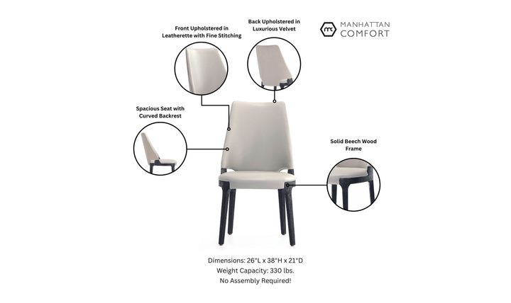 Manhattan Comfort Kara Wood Upholstered Dining Chair-Jennifer Furniture