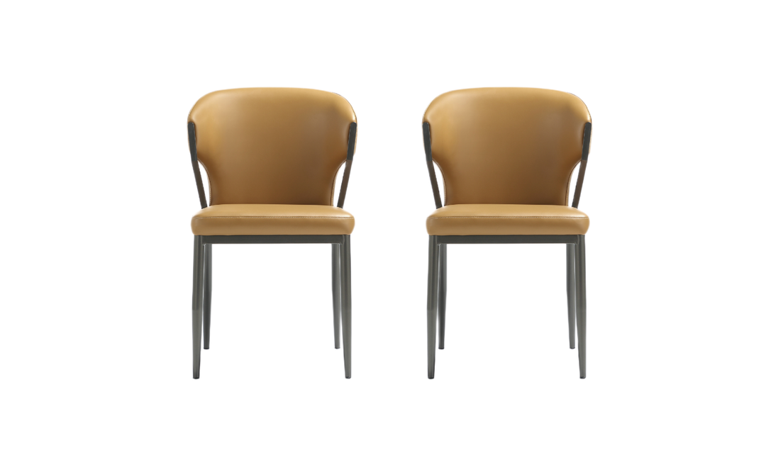 Manhattan Comfort Kirsten Metal Vegan Leather Dining Chair With Set Of Two-jennifer