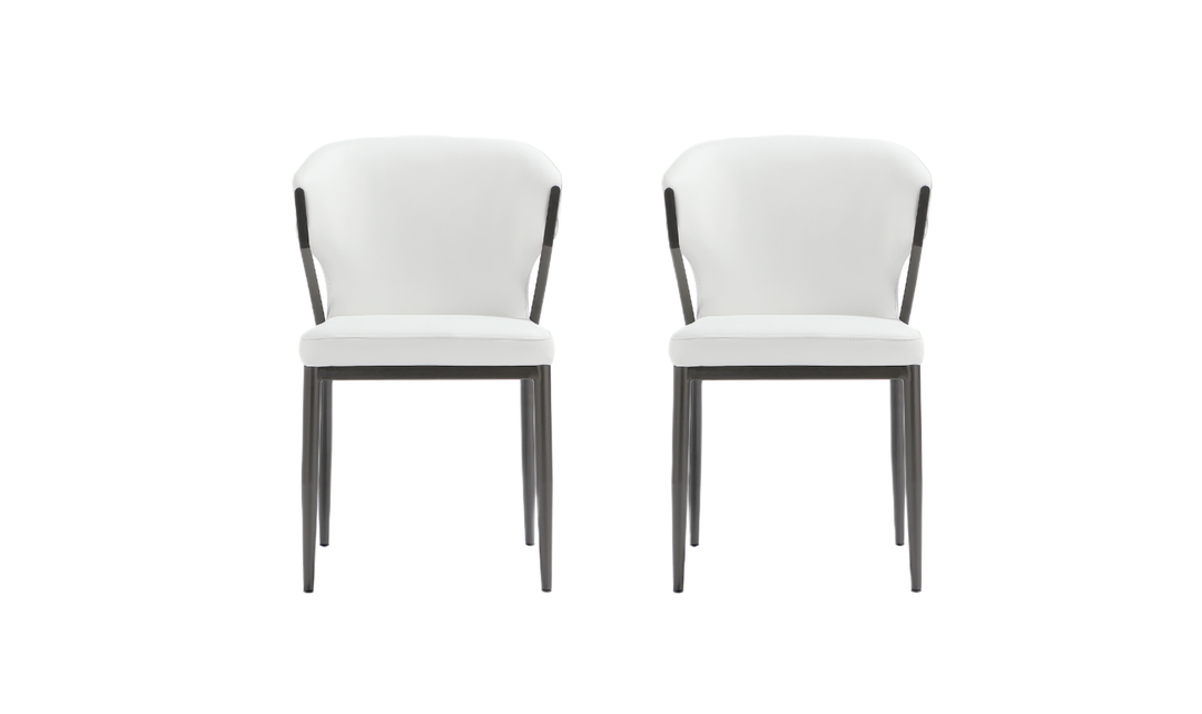 Manhattan Comfort Kirsten Metal Vegan Leather Dining Chair With Set Of Two-jennifer