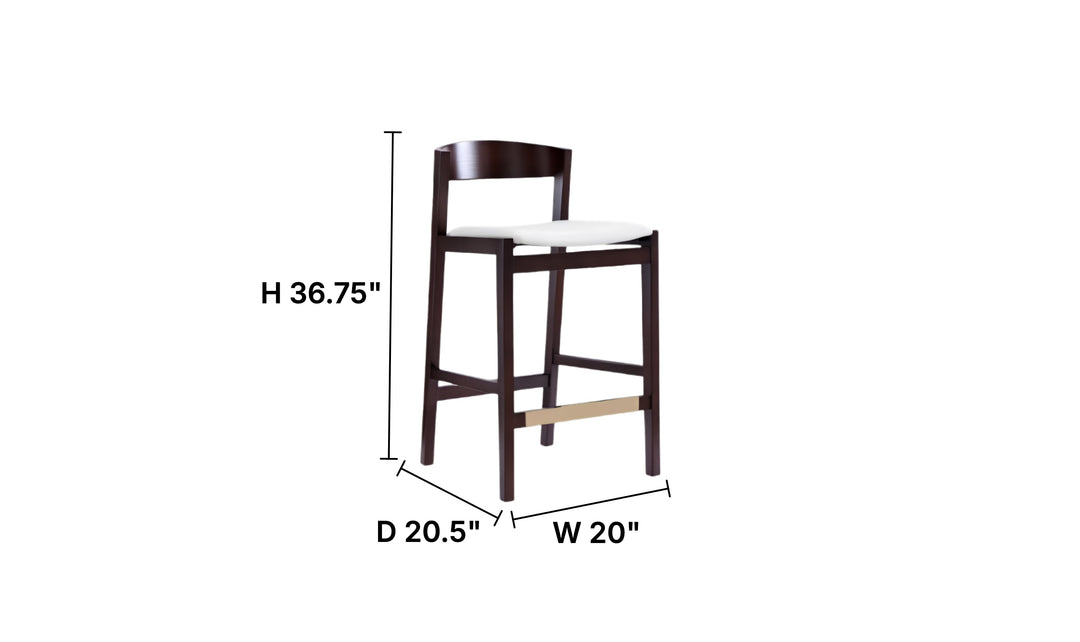 Manhattan Comfort Klismos Wood Upholstered Counter Stool-Jennifer Furniture