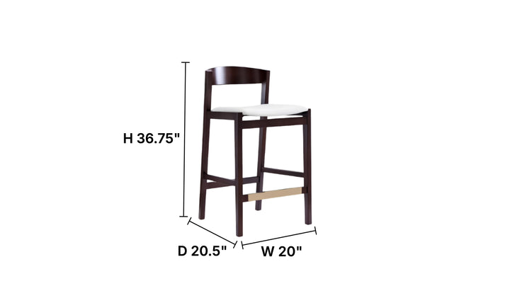 Manhattan Comfort Klismos Wood Upholstered Counter Stool-Jennifer Furniture
