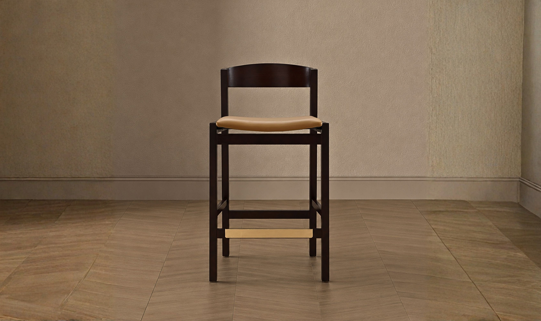 Manhattan Comfort Klismos Wood Upholstered Counter Stool-Jennifer Furniture