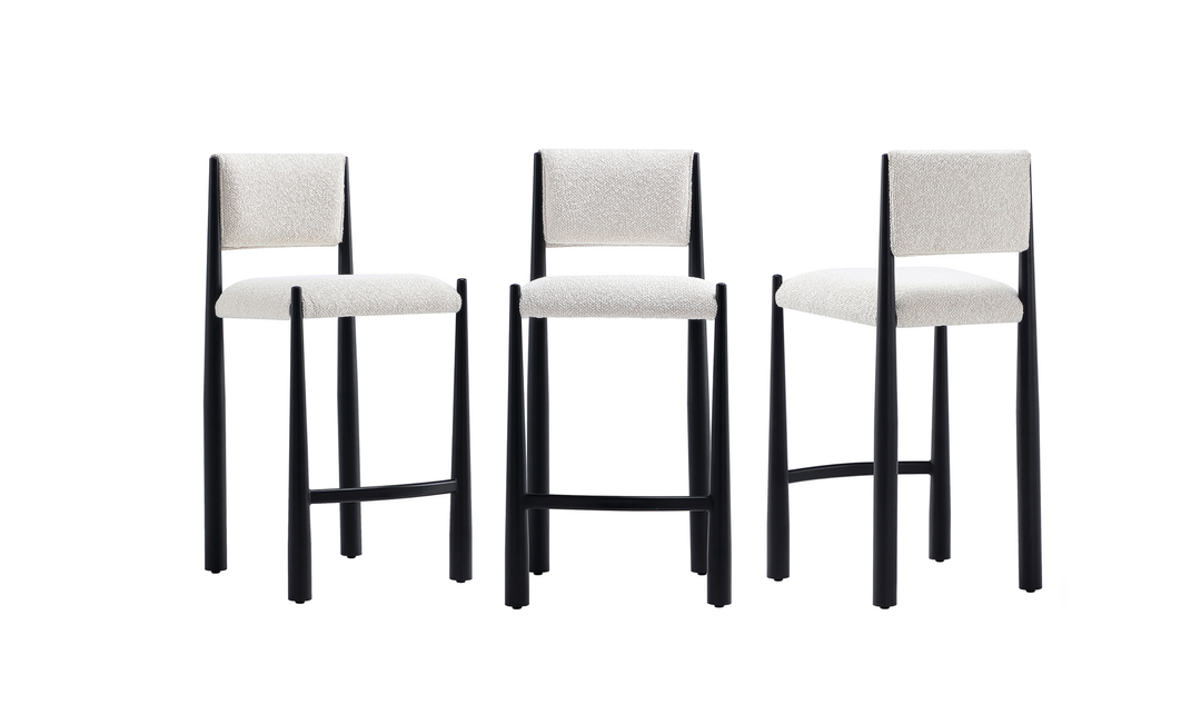 Manhattan Comfort Lennor Boucle Metal Counter Stool