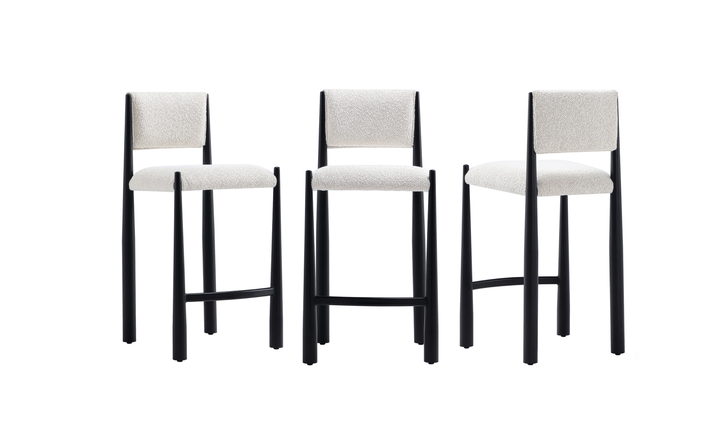 Manhattan Comfort Lennor Boucle Metal Counter Stool