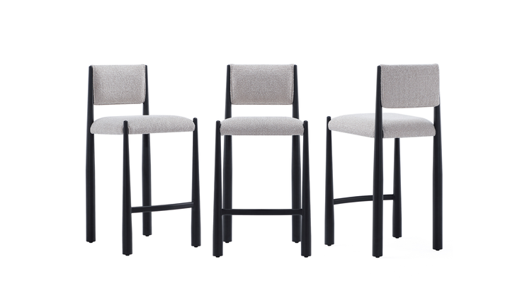 Manhattan Comfort Lennor Boucle Metal Counter Stool