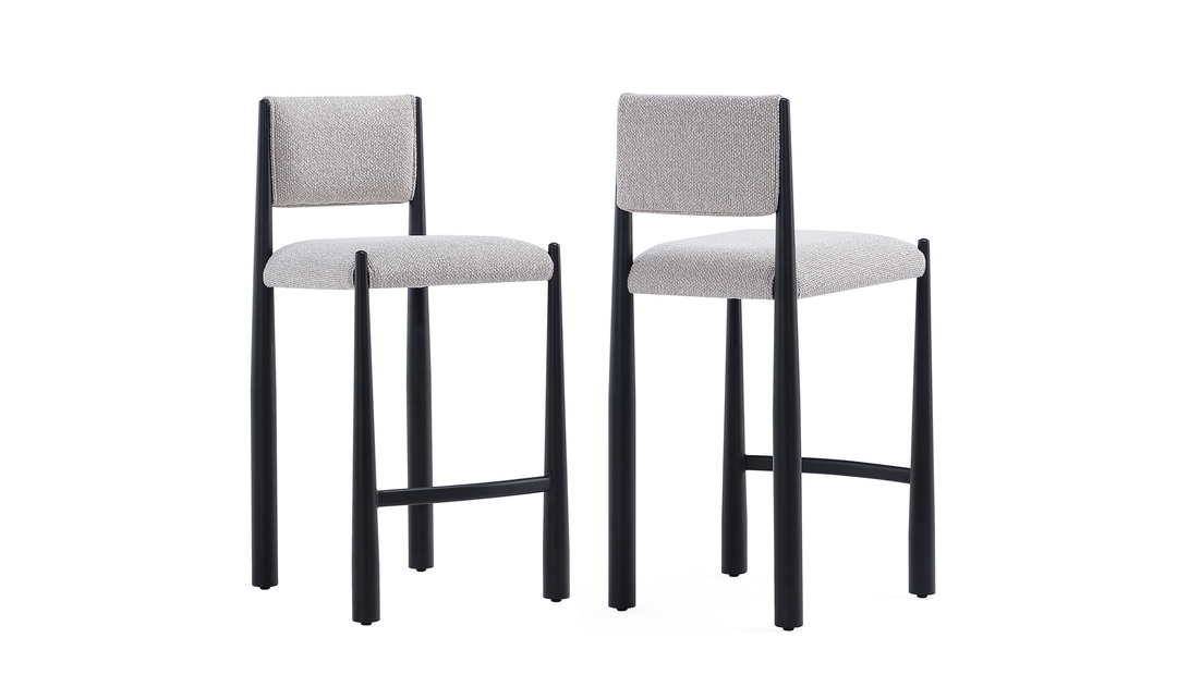 Manhattan Comfort Lennor Boucle Metal Counter Stool