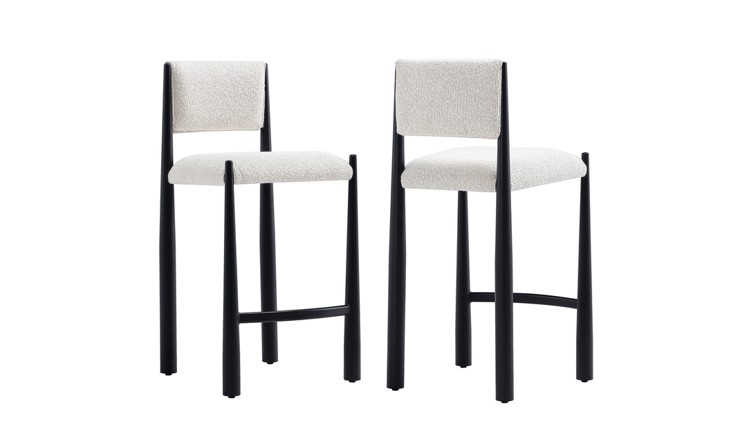 Manhattan Comfort Lennor Boucle Metal Counter Stool
