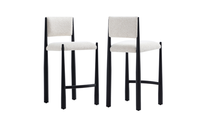 Manhattan Comfort Lennor Boucle Metal Counter Stool