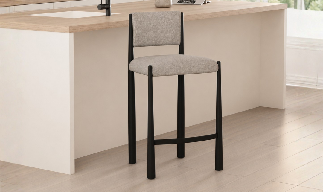 Manhattan Comfort Lennor Boucle Metal Counter Stool