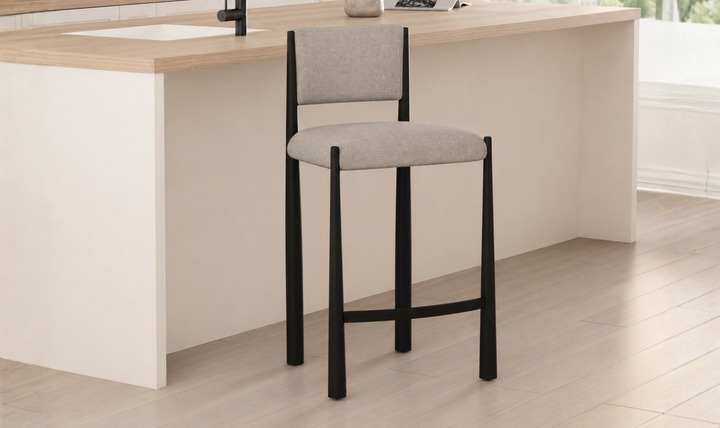 Manhattan Comfort Lennor Boucle Metal Counter Stool