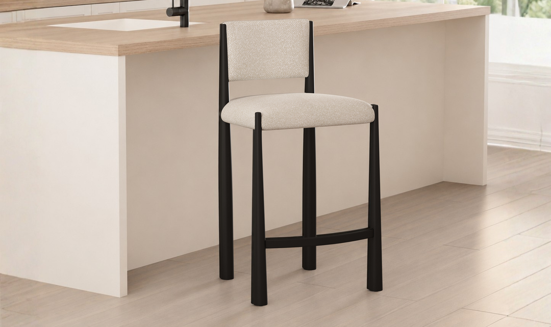 Manhattan Comfort Lennor Boucle Metal Counter Stool