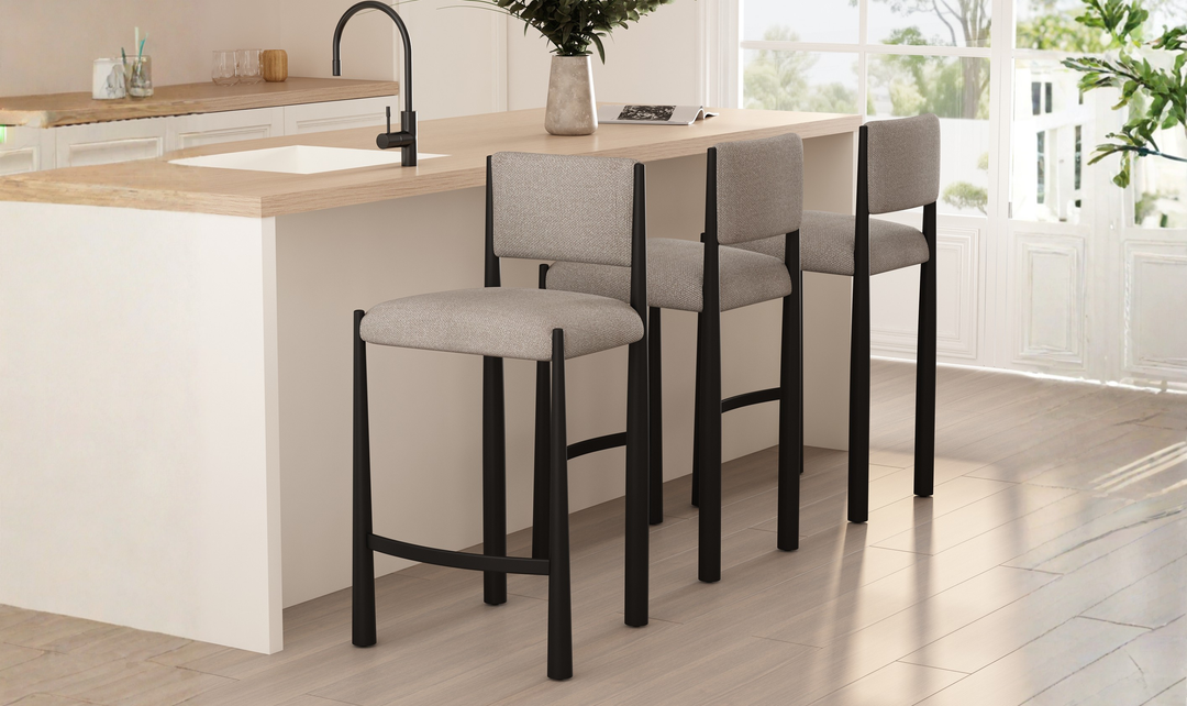 Manhattan Comfort Lennor Boucle Metal Counter Stool