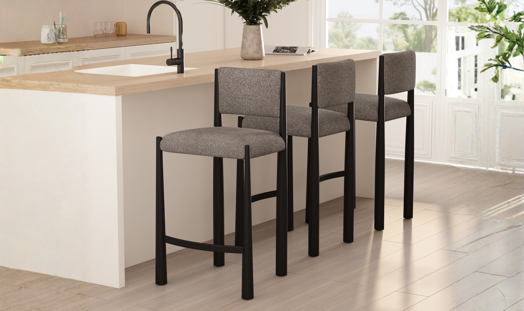 Manhattan Comfort Lennor Boucle Metal Counter Stool