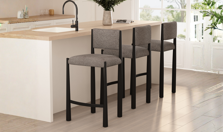 Manhattan Comfort Lennor Boucle Metal Counter Stool