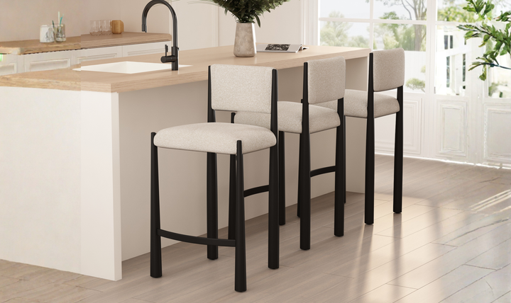 Manhattan Comfort Lennor Boucle Metal Counter Stool