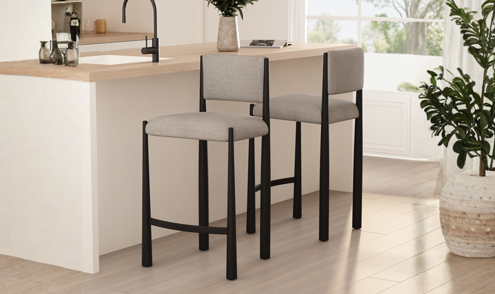 Manhattan Comfort Lennor Boucle Metal Counter Stool