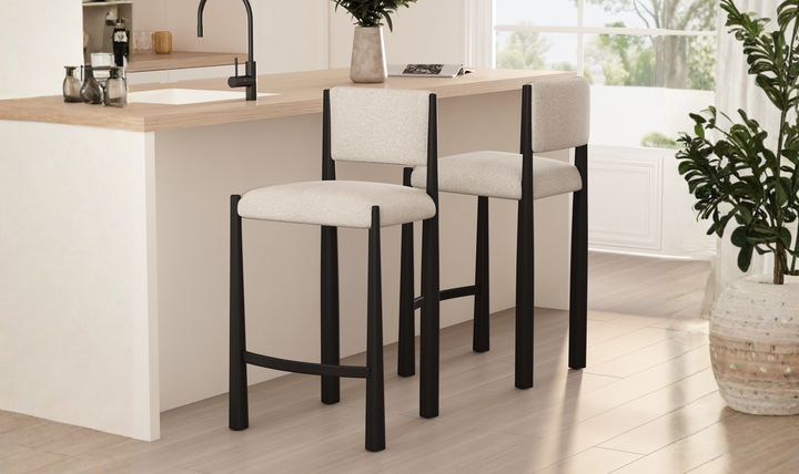 Manhattan Comfort Lennor Boucle Metal Counter Stool