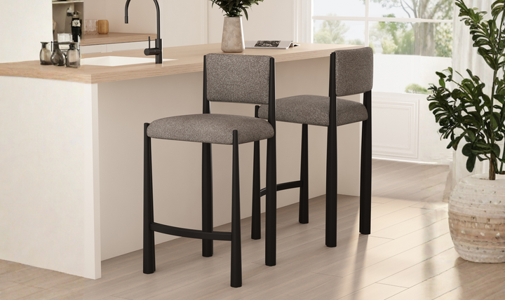 Manhattan Comfort Lennor Boucle Metal Counter Stool