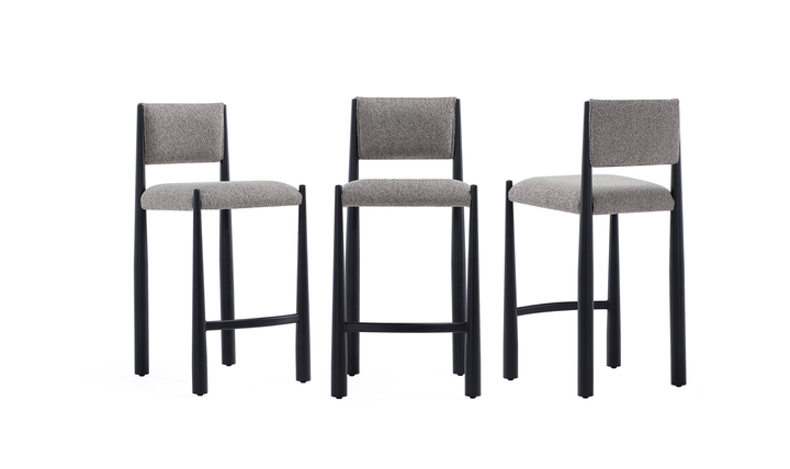 Manhattan Comfort Lennor Boucle Metal Counter Stool
