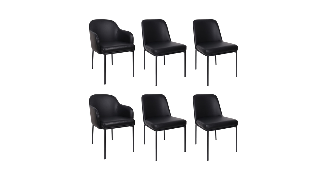 Manhattan Comfort Loft Metal Vegan Leather Side Chair-Jennifer Furniture