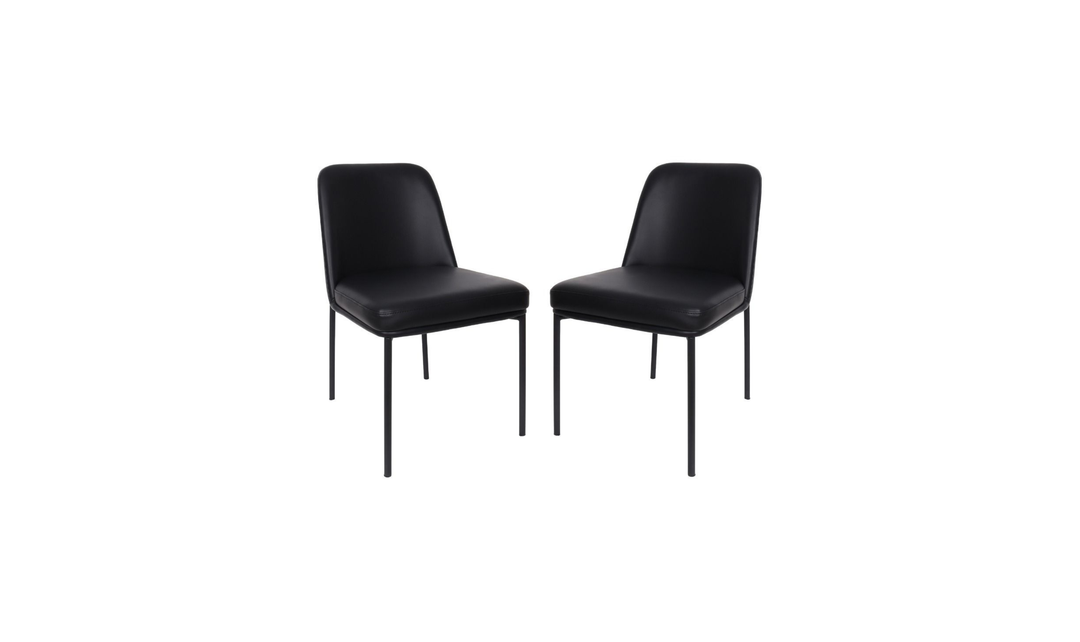 Manhattan Comfort Loft Metal Vegan Leather Side Chair-Jennifer Furniture
