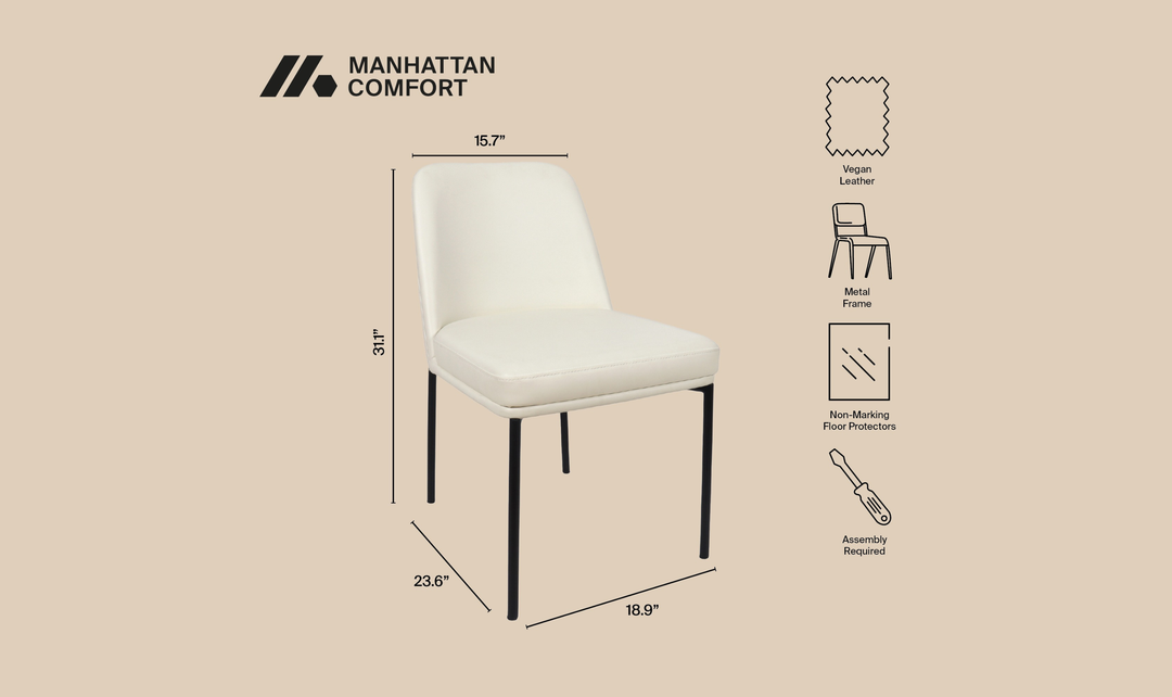 Manhattan Comfort Loft Metal Vegan Leather Side Chair-Jennifer Furniture