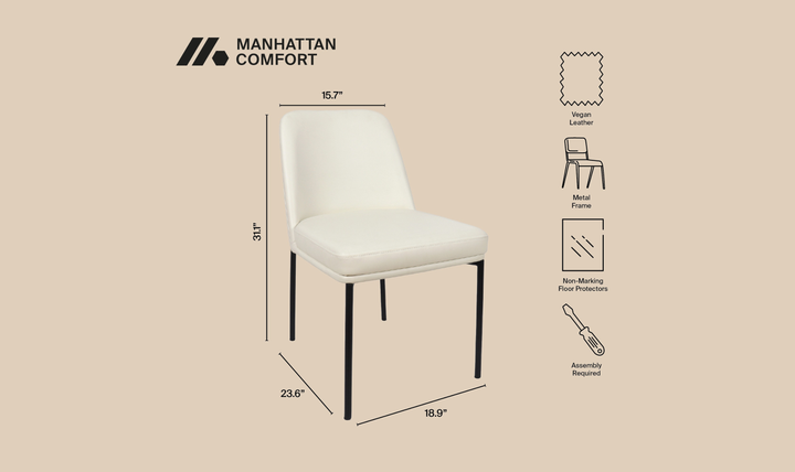Manhattan Comfort Loft Metal Vegan Leather Side Chair-Jennifer Furniture