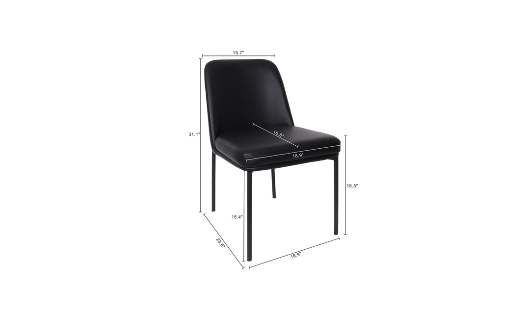 Manhattan Comfort Loft Metal Vegan Leather Side Chair-Jennifer Furniture
