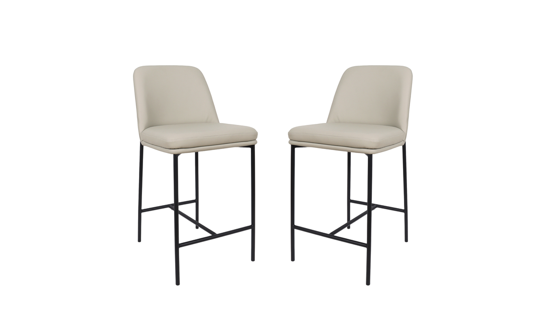Manhattan Comfort Loft Vegan Leather Metal Counter Stool With Set of Two