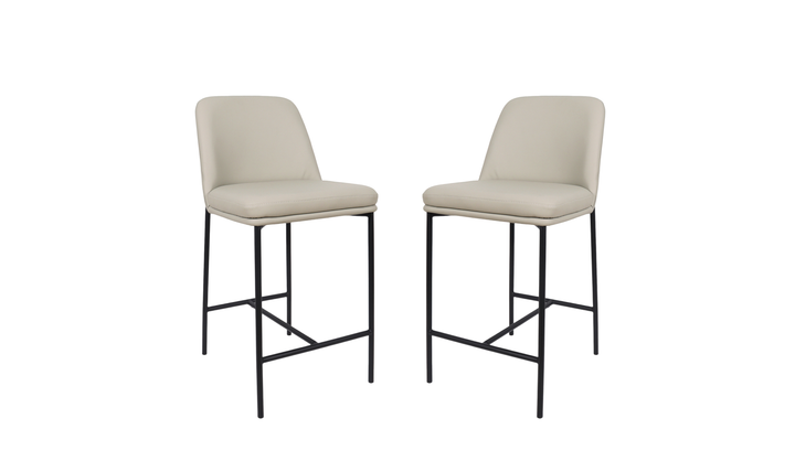 Manhattan Comfort Loft Vegan Leather Metal Counter Stool With Set of Two