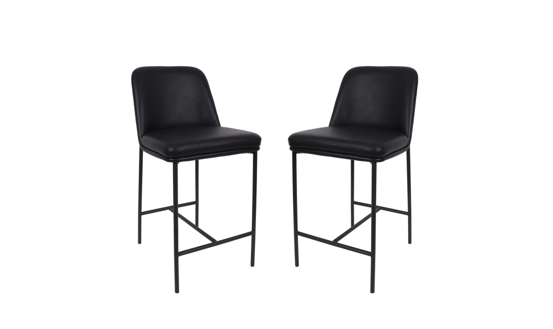 Manhattan Comfort Loft Vegan Leather Metal Counter Stool With Set of Two