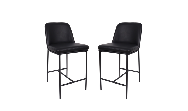 Manhattan Comfort Loft Vegan Leather Metal Counter Stool With Set of Two