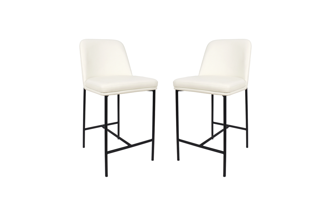 Manhattan Comfort Loft Vegan Leather Metal Counter Stool With Set of Two