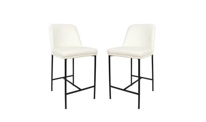 Manhattan Comfort Loft Vegan Leather Metal Counter Stool With Set of Two