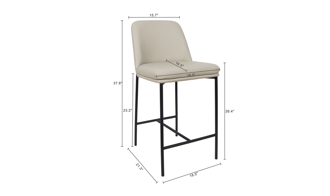 Manhattan Comfort Loft Vegan Leather Metal Counter Stool With Set of Two