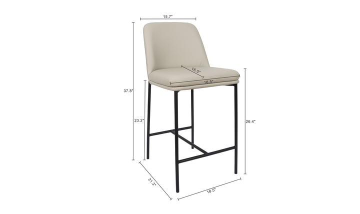Manhattan Comfort Loft Vegan Leather Metal Counter Stool With Set of Two