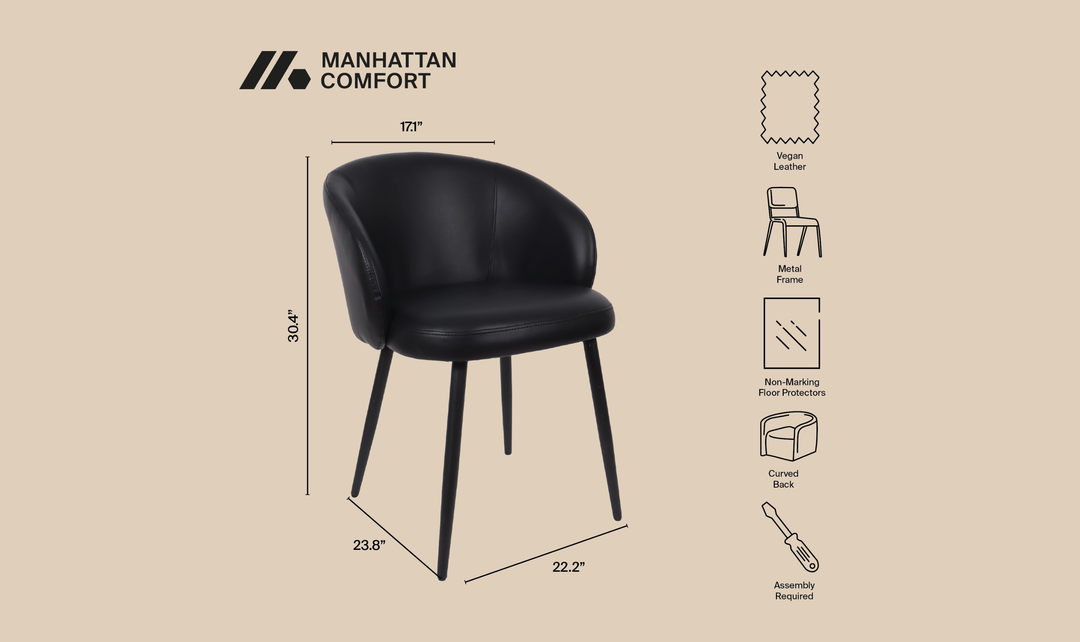 Manhattan Comfort Looma Metal Vegan Leather Side Chair-JenniferFurniture