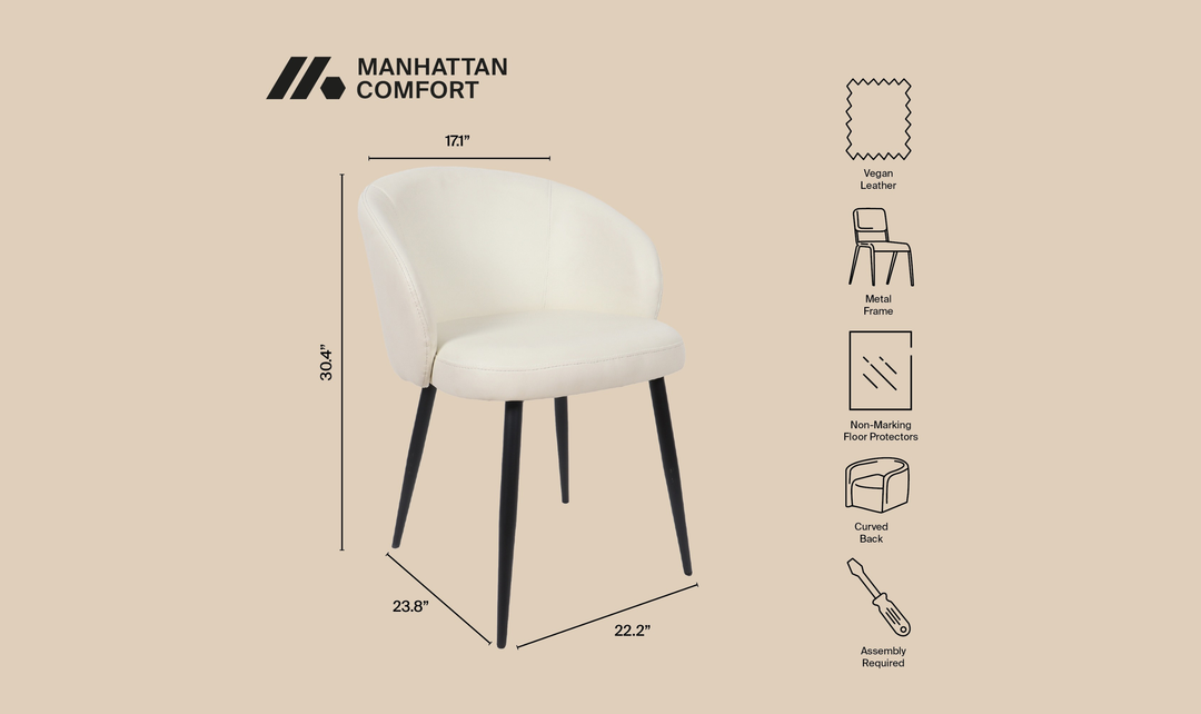 Manhattan Comfort Looma Metal Vegan Leather Side Chair-JenniferFurniture