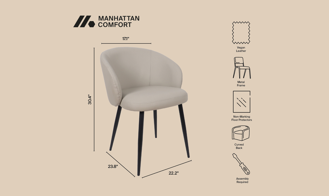 Manhattan Comfort Looma Metal Vegan Leather Side Chair-JenniferFurniture