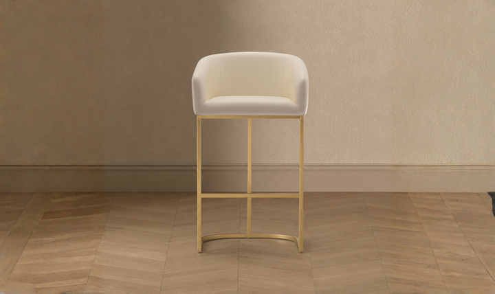 Manhattan Comfort Louvre Metal Upholstered Barstool-Jennifer Furniture