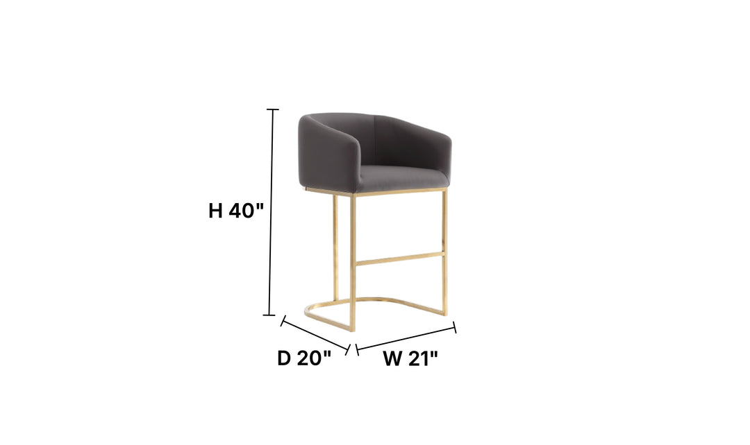Manhattan Comfort Louvre Metal Upholstered Barstool-Jennifer Furniture